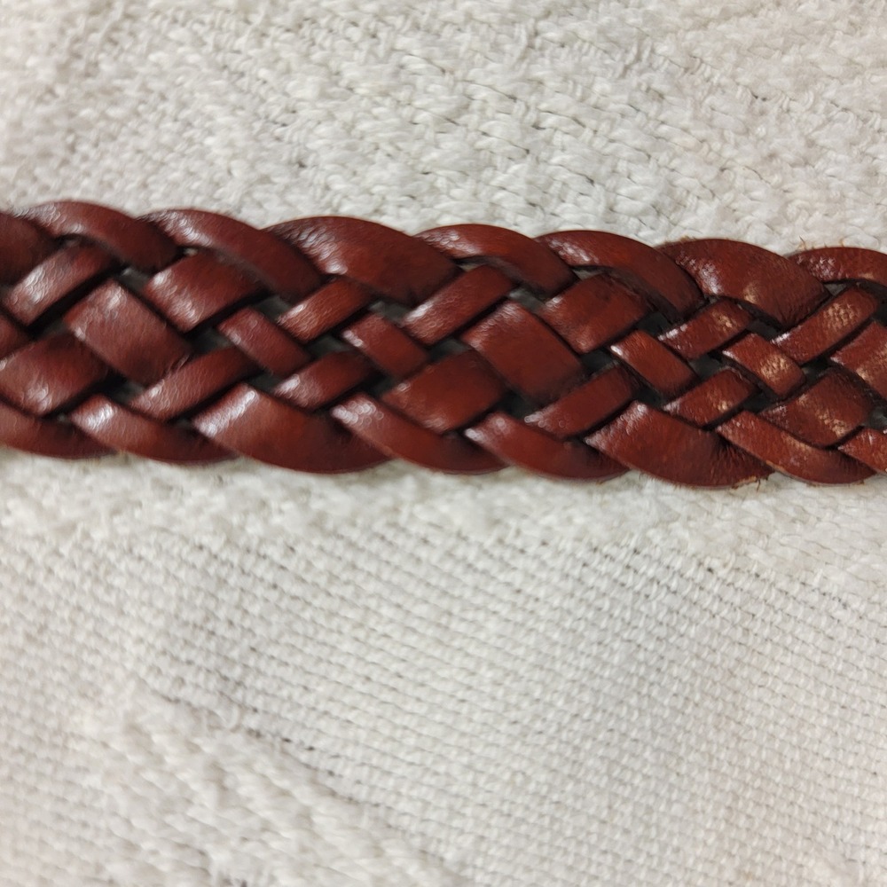 Ralph Lauren Braided Leather Belt in Brown with Gold Buckle - Picture 7 of 9